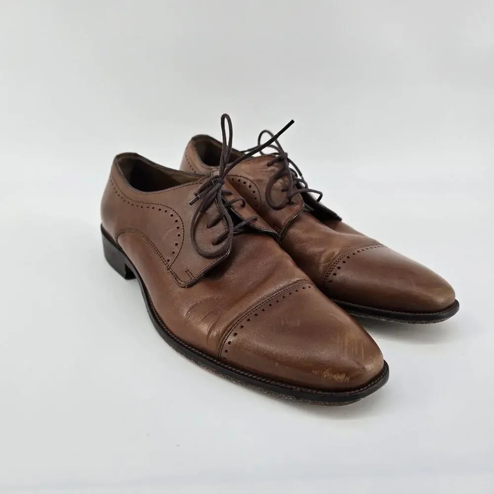 Johnston & Murphy Size 10 M 59 2540‎ Cap Toe Men's Brown Dress Oxford Shoes